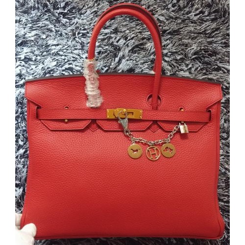 Hermes Birkin 35CM Tote Bag Litchi Leather HB35GL Červená