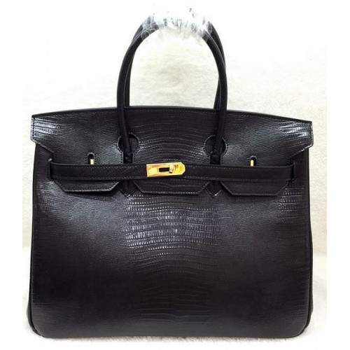 Hermes Birkin 35CM Tote Bag Lizard Leather HB35GL Černá