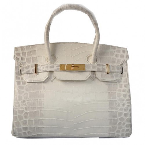 Hermes Birkin 35CM Tote Bag Off-White Croco Leather Gold