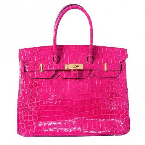 Hermes Birkin 35CM Tote Bag Peach Iridescent Croco Kůže Zlatá