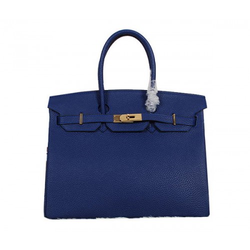 Hermes Birkin 35CM Tote Bag Royal Blue Clemence Leather H35 Gold