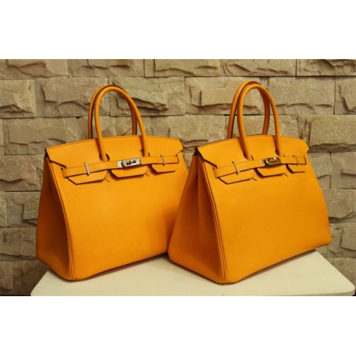 Hermes Birkin 35CM Tote Bag Žlutá Clemence Leather H6089 Zlatá/Stříbrná