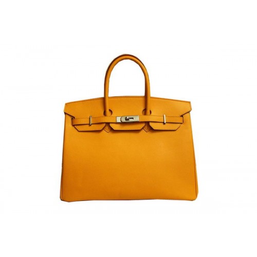 Hermes Birkin 35CM Tote Bag žlutá originální kůže BK35 zlatá