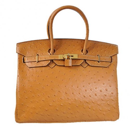 Hermes Birkin 35CM Tote Bags Ostrich Togo Leather Okri Golden