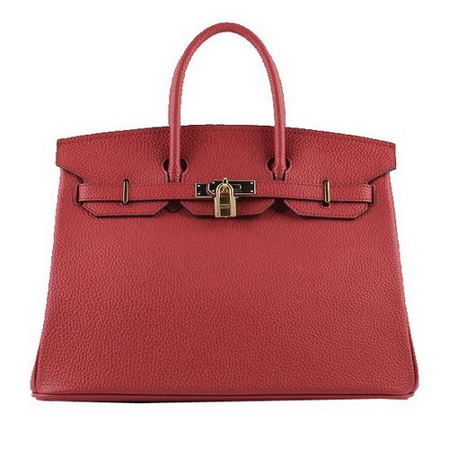 Hermes Birkin 35CM Tote Bags Red Grained Leather H-35 Gold