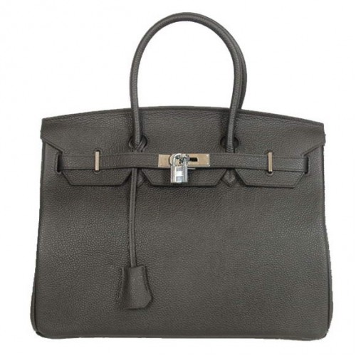 Hermes Birkin 35cm Tote Tašky Hladká Togo Kůže Černá Stříbrná
