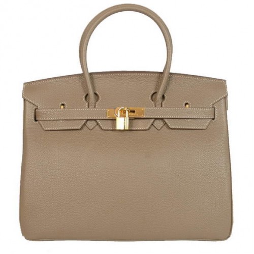 Hermes Birkin 35cm Tote Tašky Hladká Togo Kůže Tmavě Šedá Zlatá