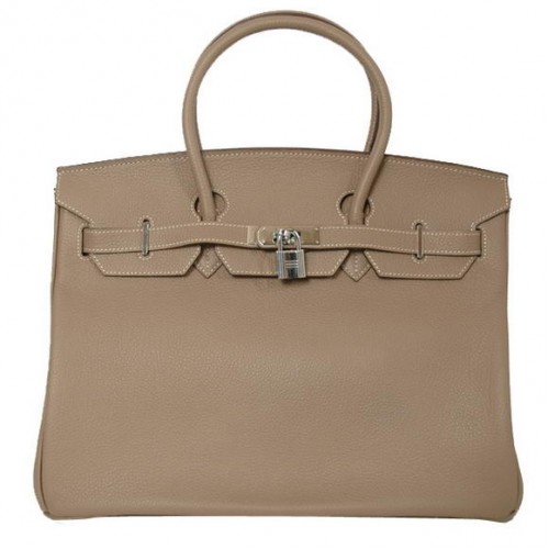 Hermes Birkin 35cm Tote Tašky Hladká Togo Kůže Tmavě Šedá Stříbrná