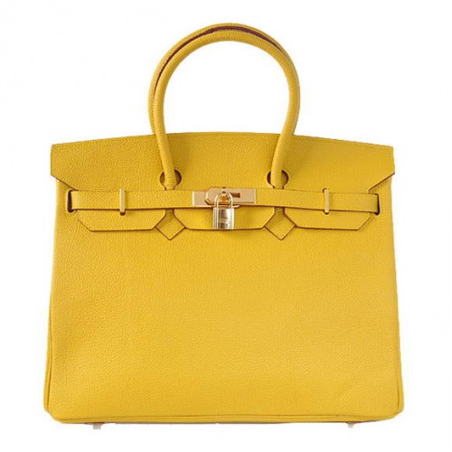 Hermes Birkin 35cm Tote Tašky Hladká Togo Kůže Žlutá Zlatá