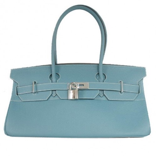 Hermes Birkin 42cm JPG Birkin Togo Kožená Modrá Taška Stříbrná Hardware
