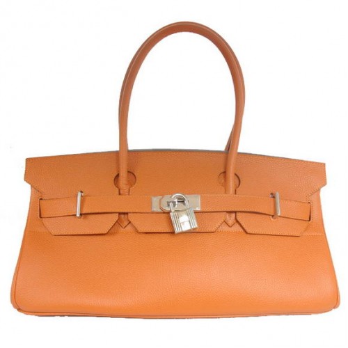 Hermes Birkin 42cm JPG Birkin Togo Kožená Oranžová Taška Stříbrná Hardware