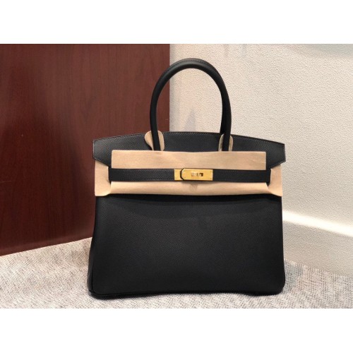 Hermes Birkin Bag Originální Epsom Leather 30CM 17825 Černá
