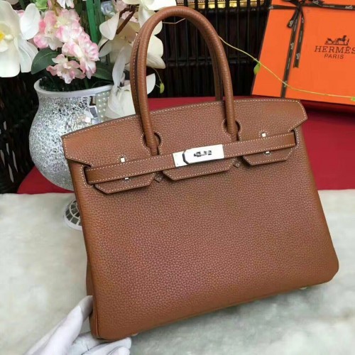 Hermes Birkin Bag Originální Kožená 17825 Hnědá