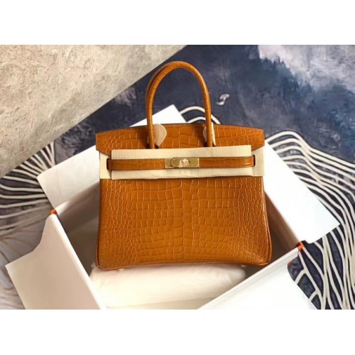 Hermes Birkin Bag Originální kožená kabelka z krokodýlí kůže HBK35 hnědá
