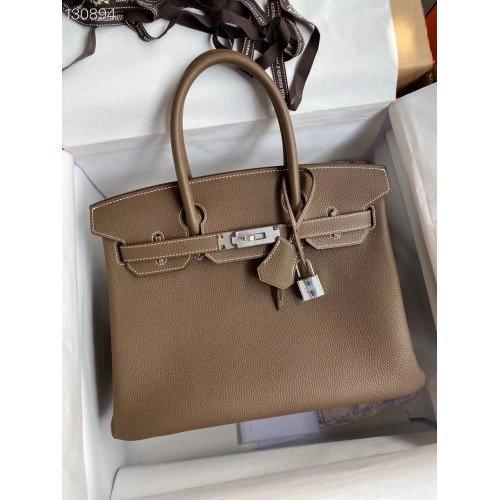 Hermes Birkin Bag Originální Togo Kůže 17825 Šedá
