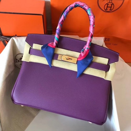 Hermes Birkin Tote Bag Original Togo Leather BK35 fialová