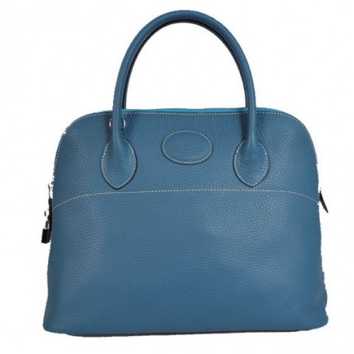 Hermes Bolide 37CM Tote Bags Clemence H1037 Modrá