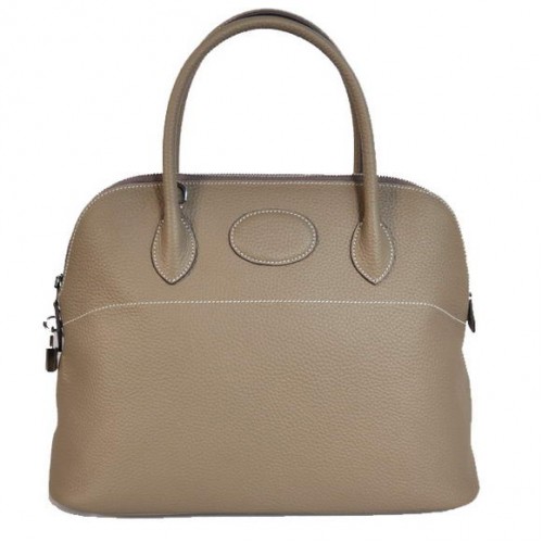 Hermes Bolide 37CM Tote Bags Clemence H1037 Šedá