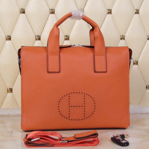 Hermes Aktovka Originální Zrnitá Leather H8813T Oranžová