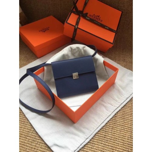 Hermes Clutch Epsom telecí kůže H0589 tmavě modrá