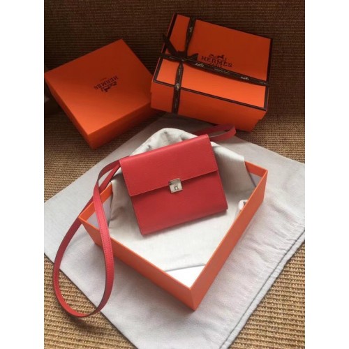 Hermes Clutch Epsom telecí kůže H0589 červená