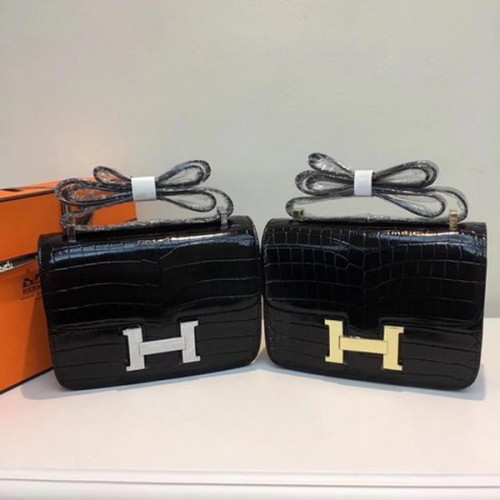 Hermes Constance Bag Croco Leather H9978C Černá