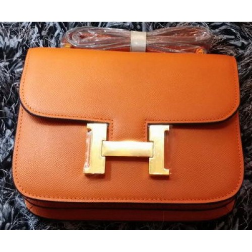 Hermes Constance Bag Litchi Leather H9998 Oranžová