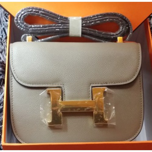 Hermes Constance Bag Litchi Leather H9999L šedá