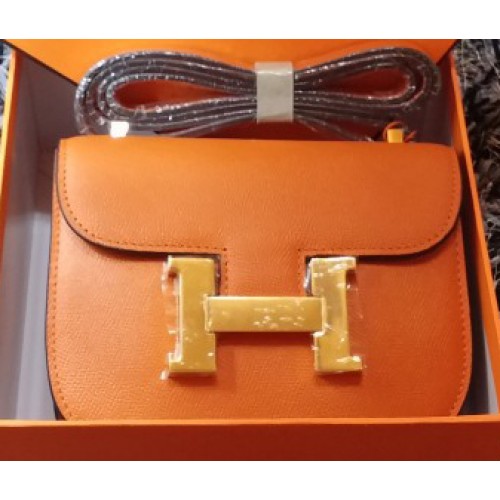 Hermes Constance Bag Litchi Leather H9999L Oranžová