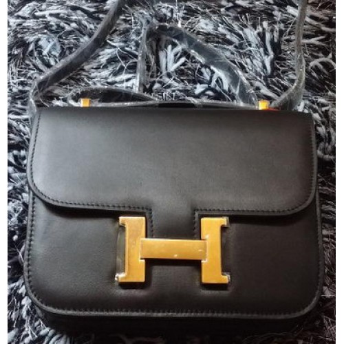 Hermes Constance Bag Hladká kůže H9998S Černá