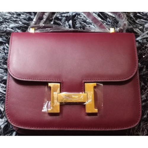 Hermes Constance Bag Hladká kůže H9998S vínová