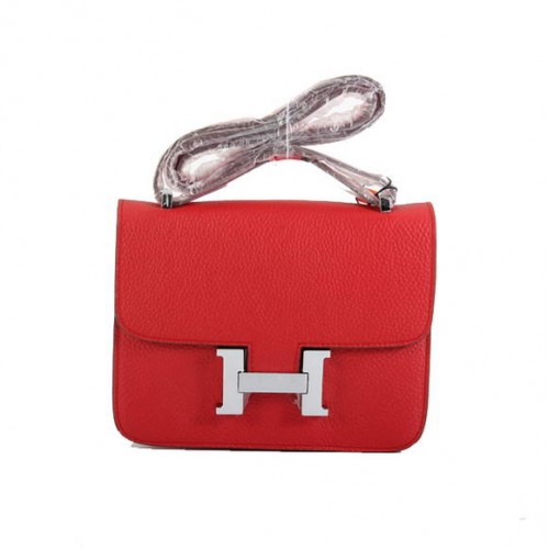Hermes Constance Bag Red Togo Leather 1622S Stříbrná hardware