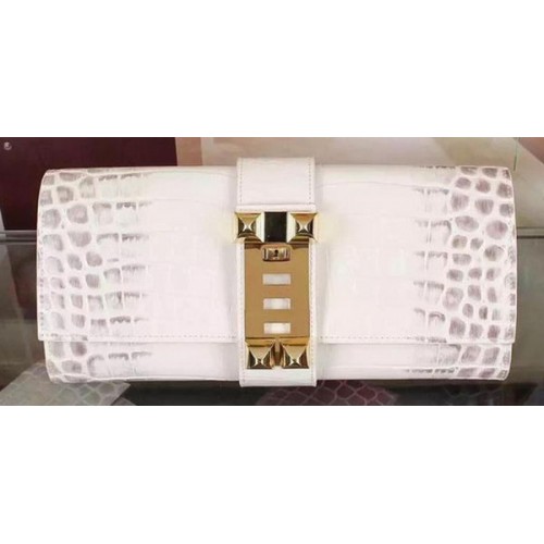 Hermes Croco kožená psaníčka H88017 světle bílá