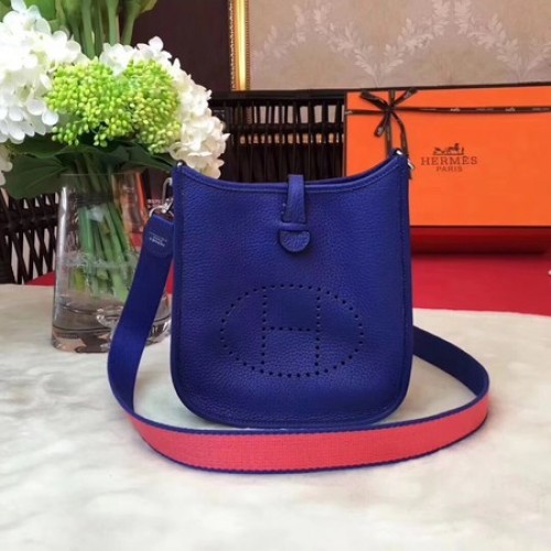 Hermes Evelyne mini 17cm taška přes rameno originální telecí kůže H1187 modrá