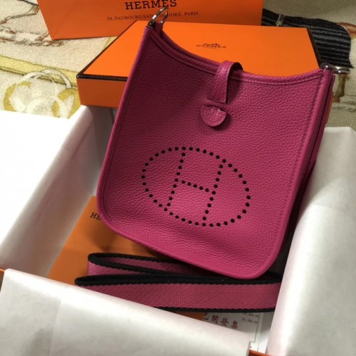 Hermes Evelyne mini 17cm originální telecí kožená taška přes rameno H1187 růžová