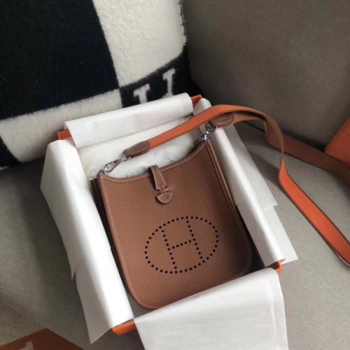 Hermes Evelyne originální kožená mini taška přes rameno H15698 Camel