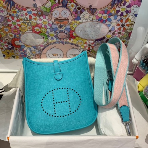 Hermes Evelyne originální togo kožená mini taška přes rameno H15698 Lake zelená