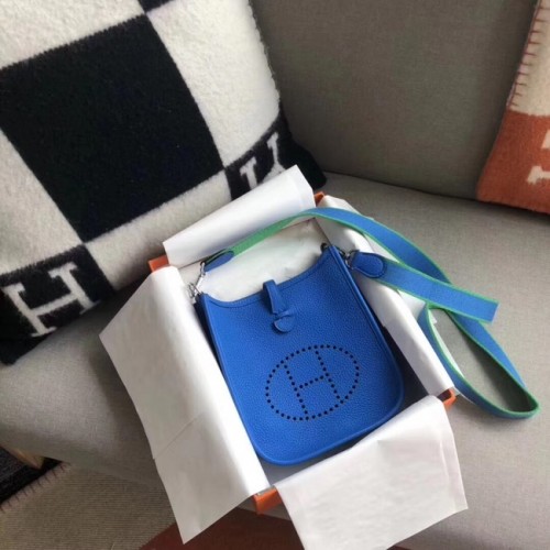 Hermes Evelyne originální kožená mini taška přes rameno H15698 modrá