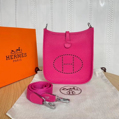 Hermes Evelyne originální togo kožená mini taška přes rameno H15698 sytě růžová