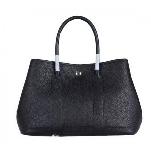 Hermes Garden Party 30cm Tote Bag Grained Leather Black