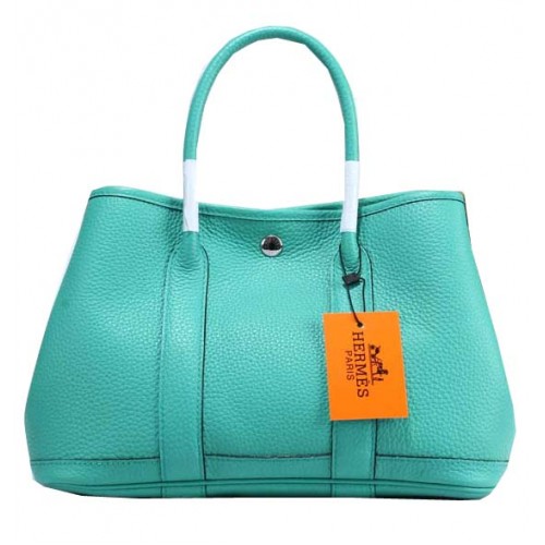 Hermes Garden Party 30cm Tote Bag zrnitá kůže světle zelená