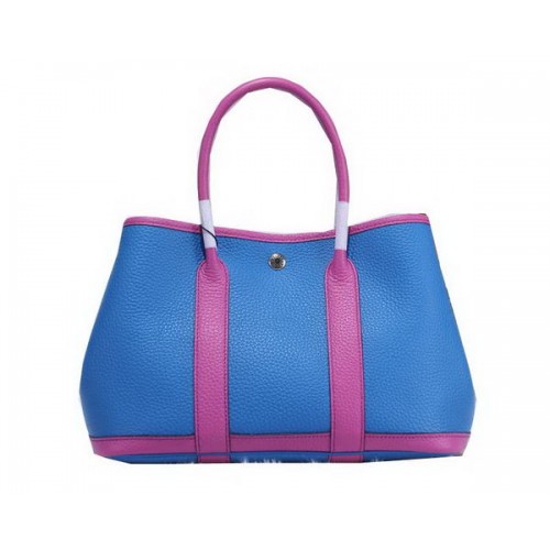 Hermes Garden Party 30cm Tote Bags Grained Leather Blue & Lavender