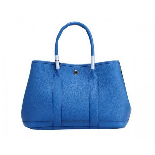 Hermes Garden Party 30cm Tote Bags Grained Leather Blue