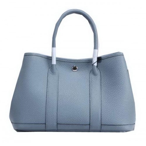 Hermes Garden Party 30cm Tote Bags Grainled Leather Sky Blue