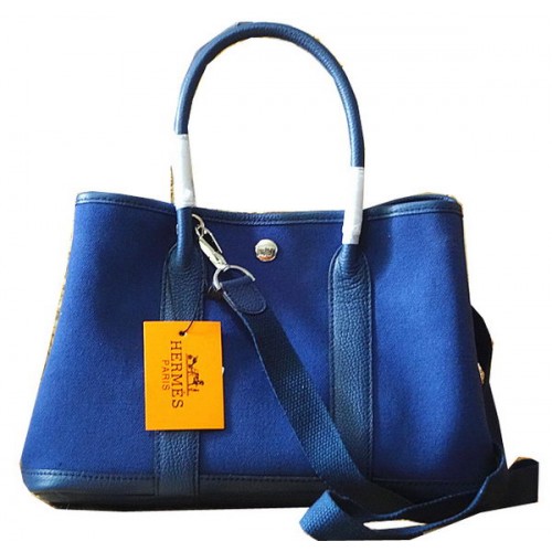 Hermes Garden Party 30cm Tote Bags Original Leather Blue