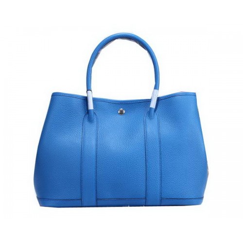 Hermes Garden Party 36cm Tote Bag Grained Leather Blue