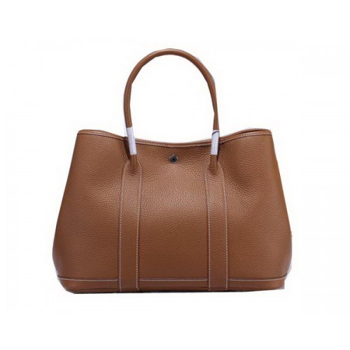Hermes Garden Party 36cm Tote Bag Grained Leather Brown