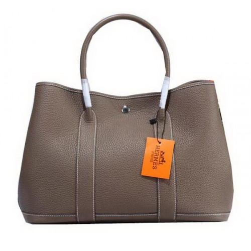 Hermes Garden Party 36cm Tote Bag Grainled Leather Grey
