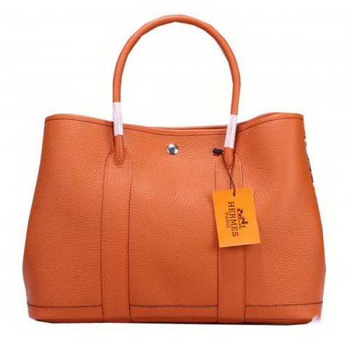 Hermes Garden Party 36cm Tote Bag Grained Leather Orange