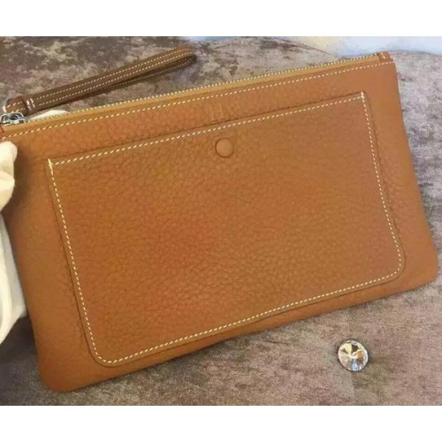 Hermes Grained Leather Clutch H88016 Wheat